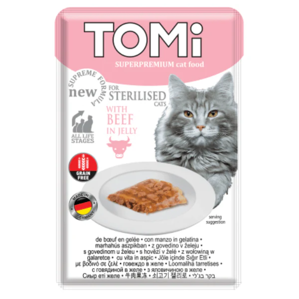 PLIC PISICA TOMI STERILIZAT VITA IN JELLY 85GR
