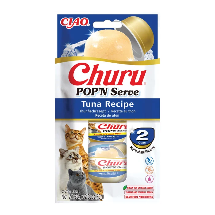 RECOMPENSA PISICA CIAO CHURU CAT POP N SERVE TON 2X35GR