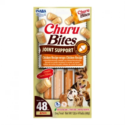 RECOMPENSA CAINE CHURU DOG BITES JOINT SUPPORT CU PUI 4X12GR