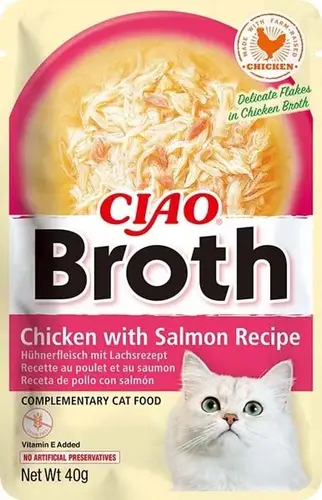 PLIC PISICA CIAO BROTH PUI CU SOMON 40GR