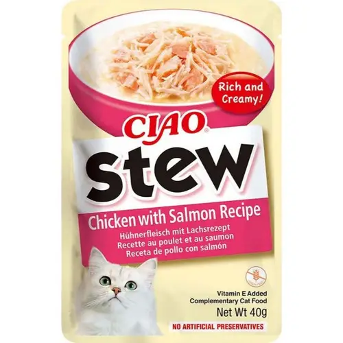 PLIC PISICA CIAO STEW PUI CU SOMON 40GR