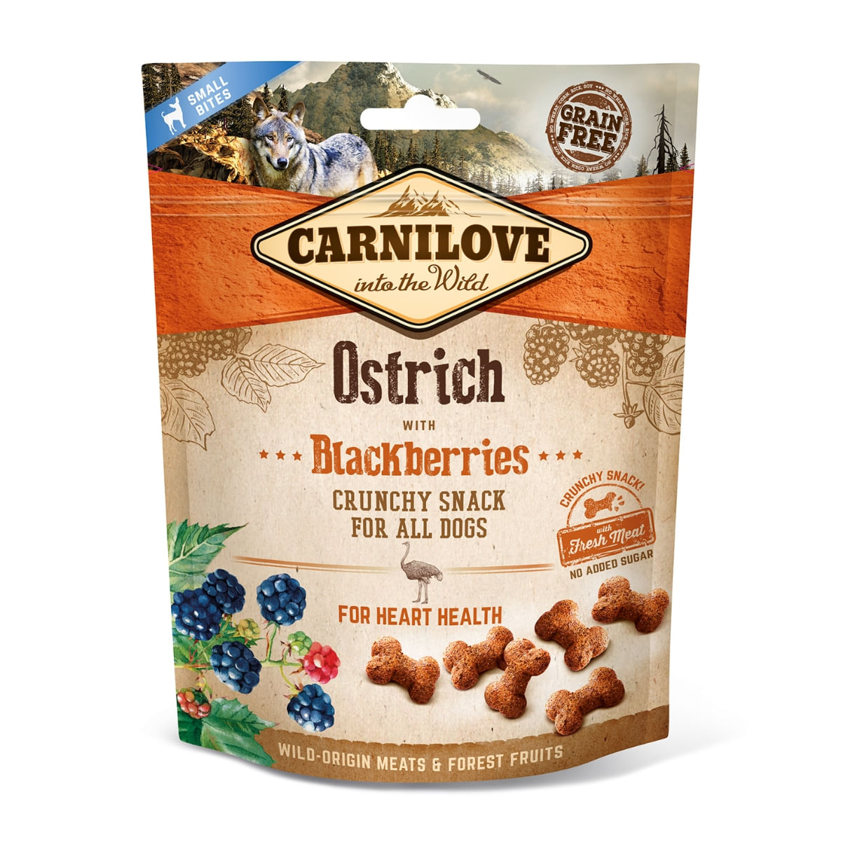 CARNILOVE DOG CRUNCHY SNACK OSTRICH WITH BLACKBERRIES 200 G