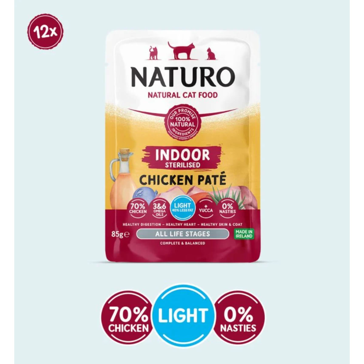 PLIC PISICA NATURO INDOOR STERILIZAT CHICKEN PATE ALL LIFE STAGES 85GR