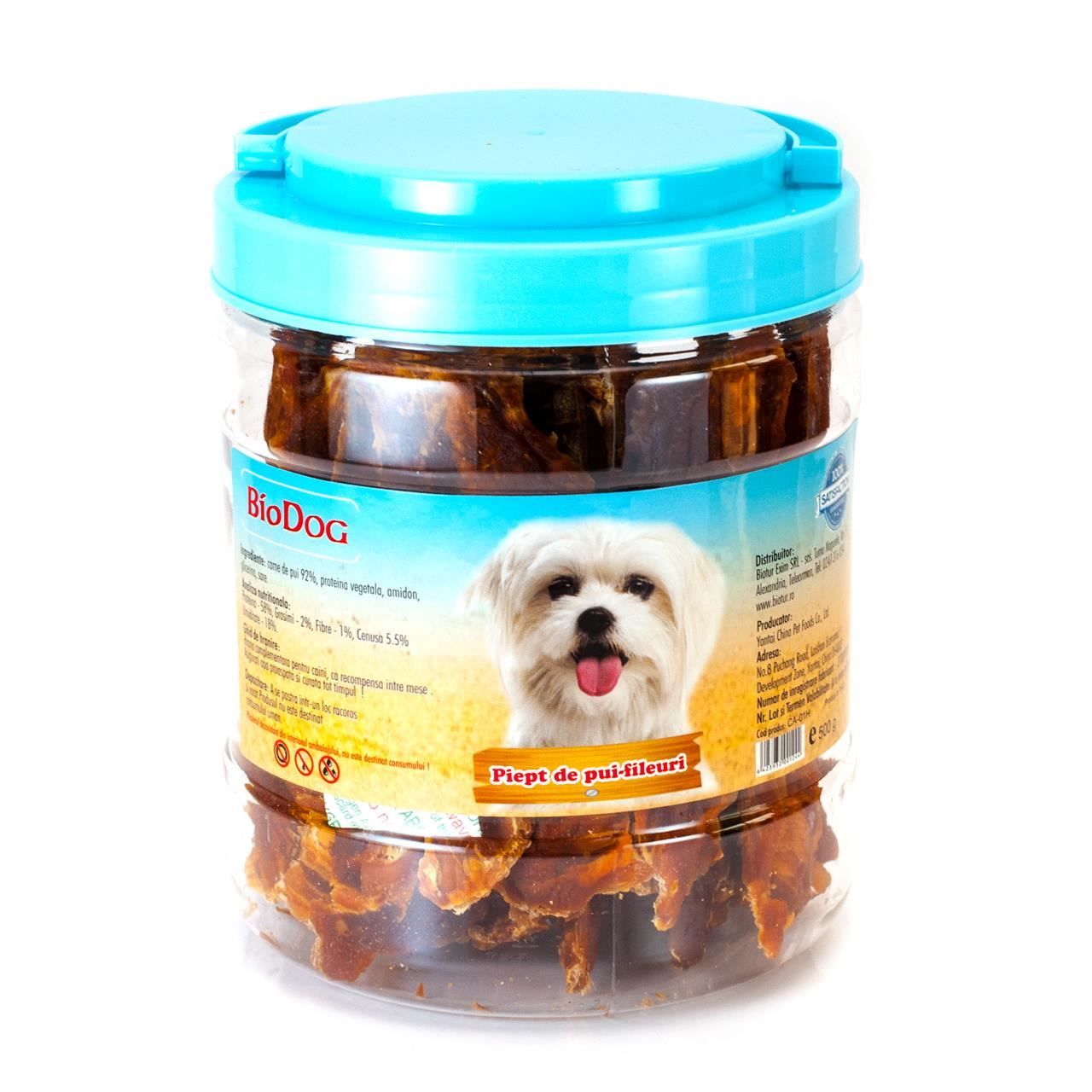 BIODOG SNACK PIEPT DE PUI FILEURI 500GR