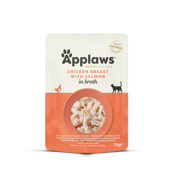 PLIC PISICA APPLAWS PUI CU SOMON IN BROTH 70GR