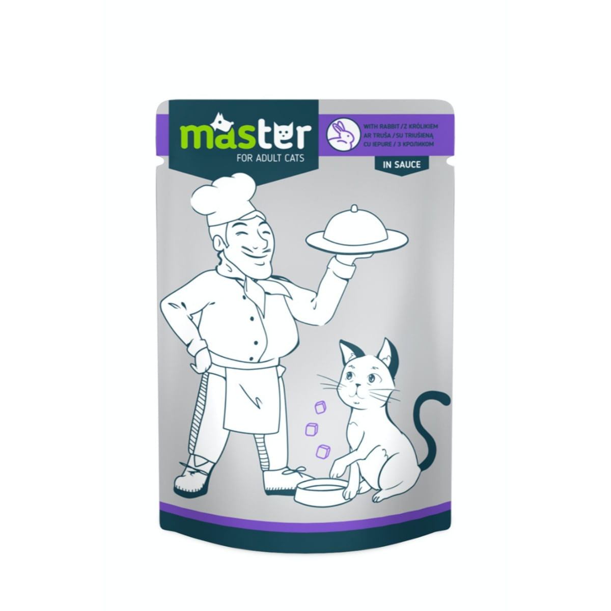 PLIC PISICA MASTER ADULT CAT CARNE DE IEPURE IN SOS 80GR