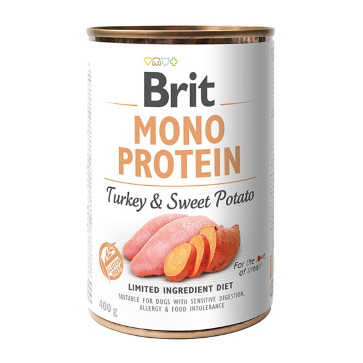 BRIT MONO PROTEIN CURCAN SI CARTOF DULCE 400 G 