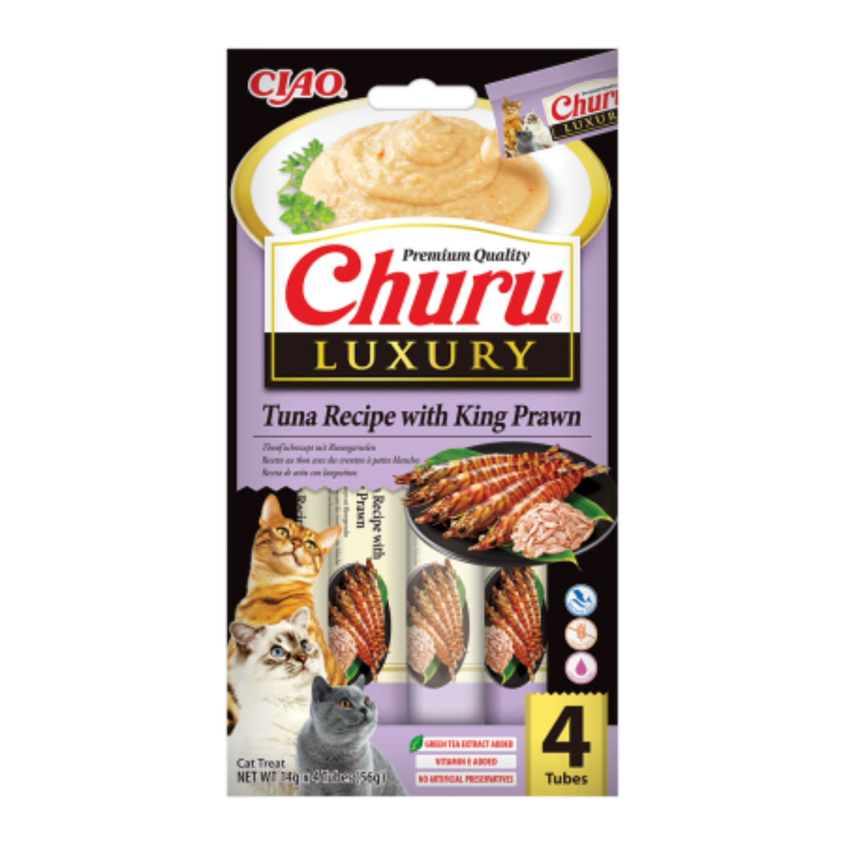 RECOMPENSA PISICA CIAO CHURU LUXURY TON CU CREVETI 4X14 GR