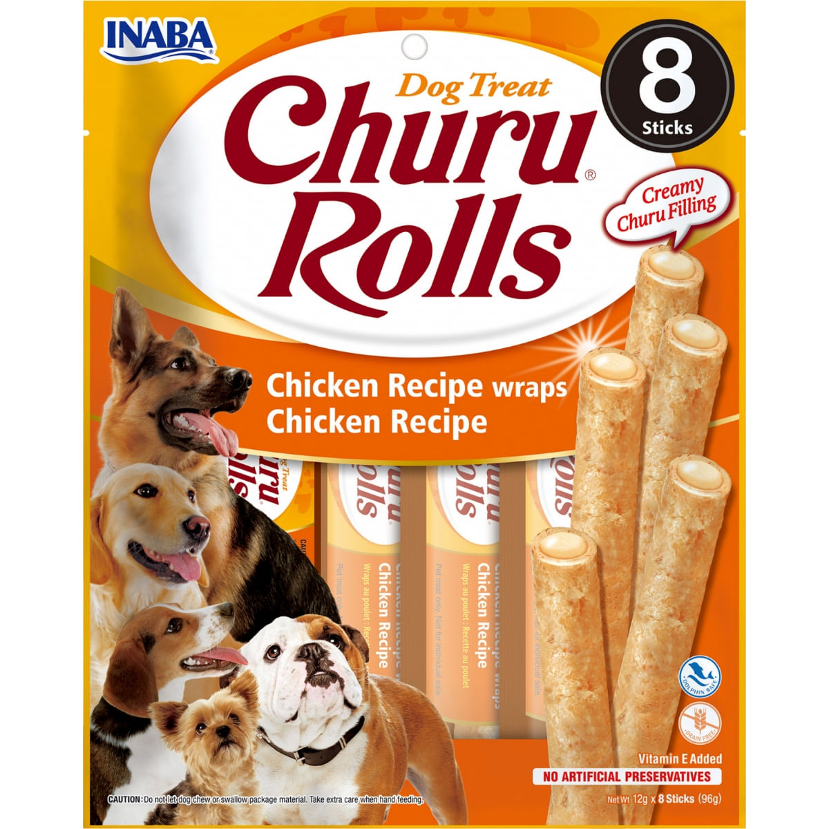 RECOMPENSA CAINE CHURU DOG ROLLS CU PUI 8X12GR