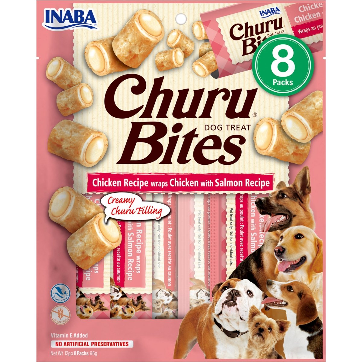 RECOMPENSA CAINE CHURU BITES PUI CU SOMON 8X12GR