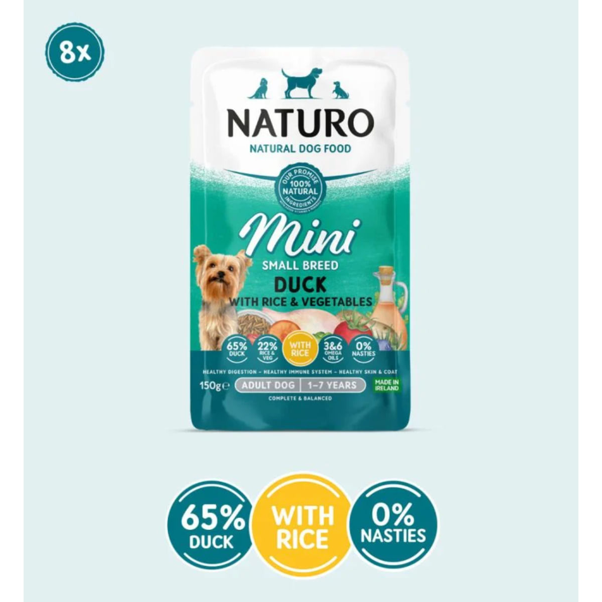 PLIC CAINE NATURO MINI RATA CU OREZ SI LEGUME 150GR