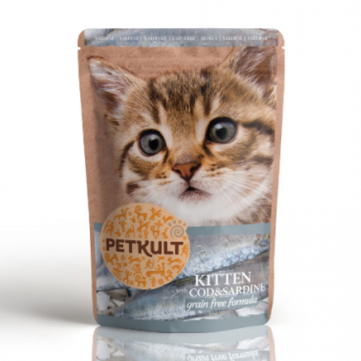 PLIC PISICA PETKULT KITTEN COD SI SARDINE 100GR