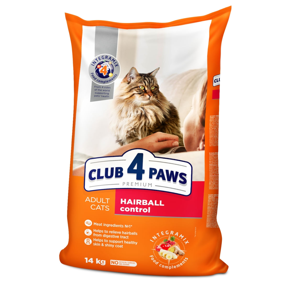 HRANA PISICA CLUB4PAWS ADULT HAIRBALL CONTROL INTEGRAMIX 14KG