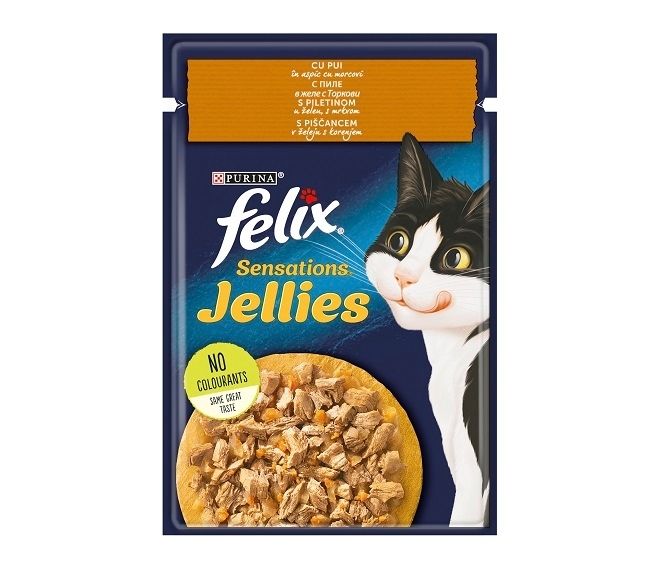 PLIC PISICA PURINA FELIX SENSATIONS JELLY CU PUI 85GR