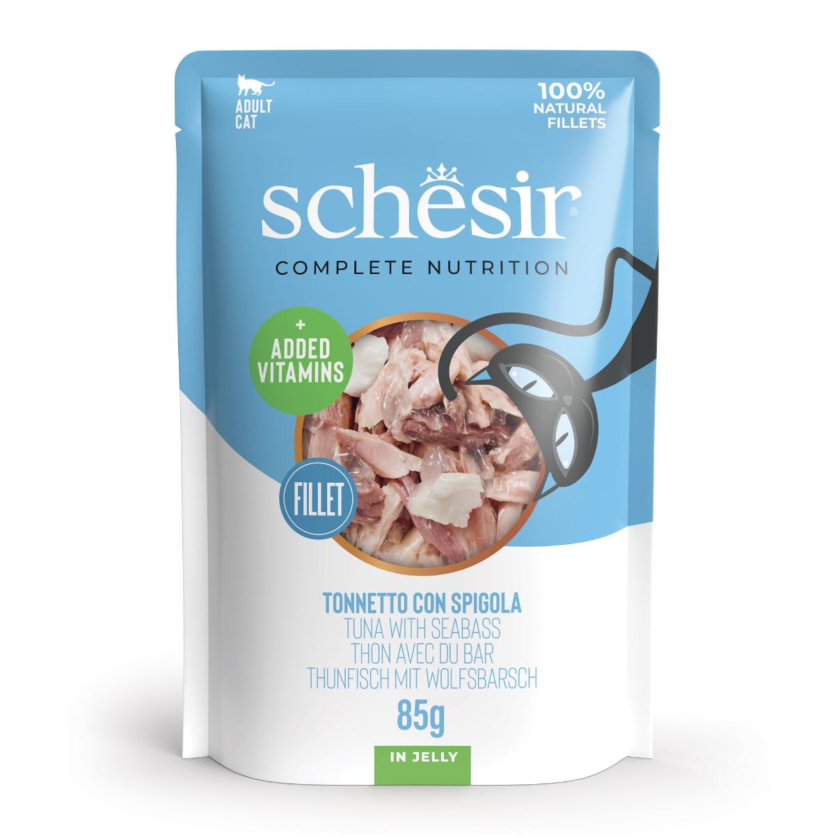 PLIC PISICA SCHESIR TON CU BIBAN DE MARE IN JELLY 85GR