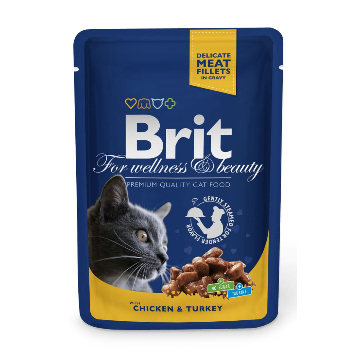 BRIT PREM.CAT PLIC CU CARNE DE PUI SI CURCAN 100 GR