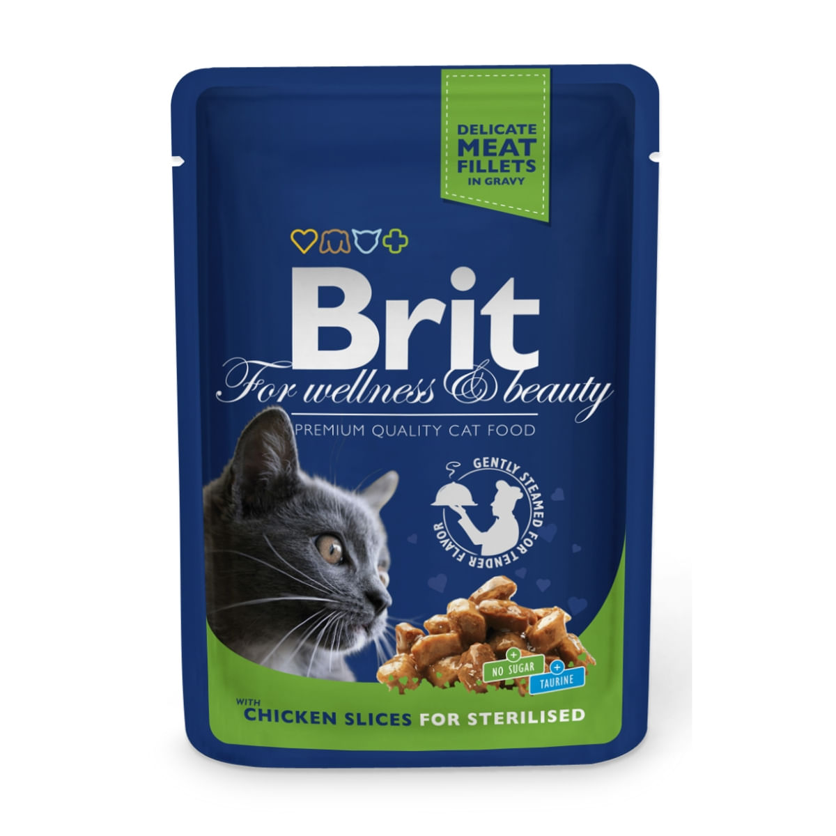BRIT PREM.STERILISED CAT CU CARNE DE PUI 100 GR